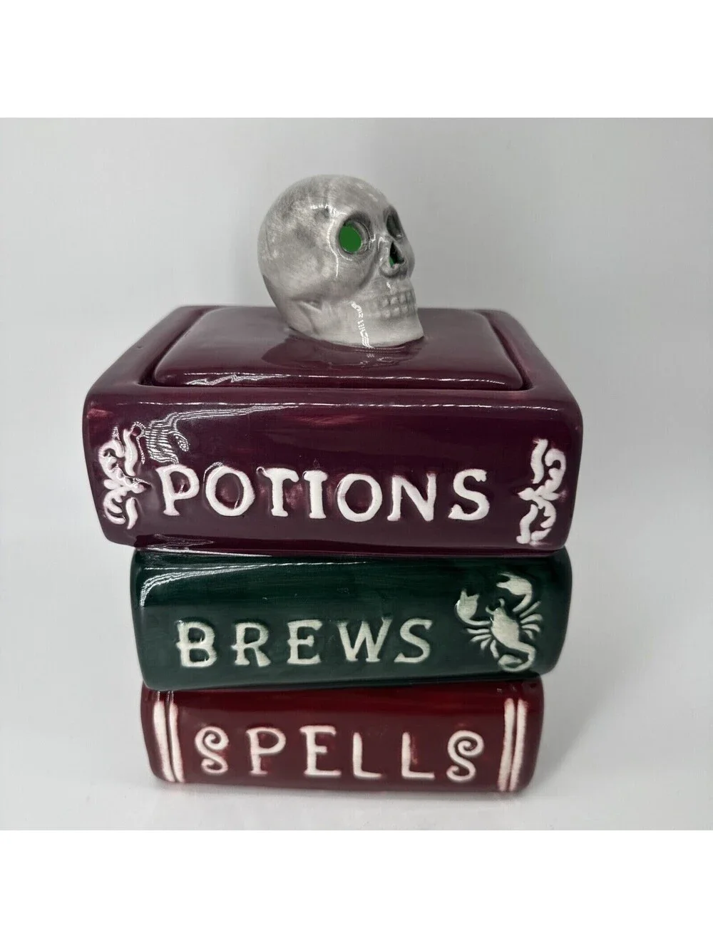 Mr. Halloween Potions Brews Spells Books halloween Cookie Jar Light Up Skull